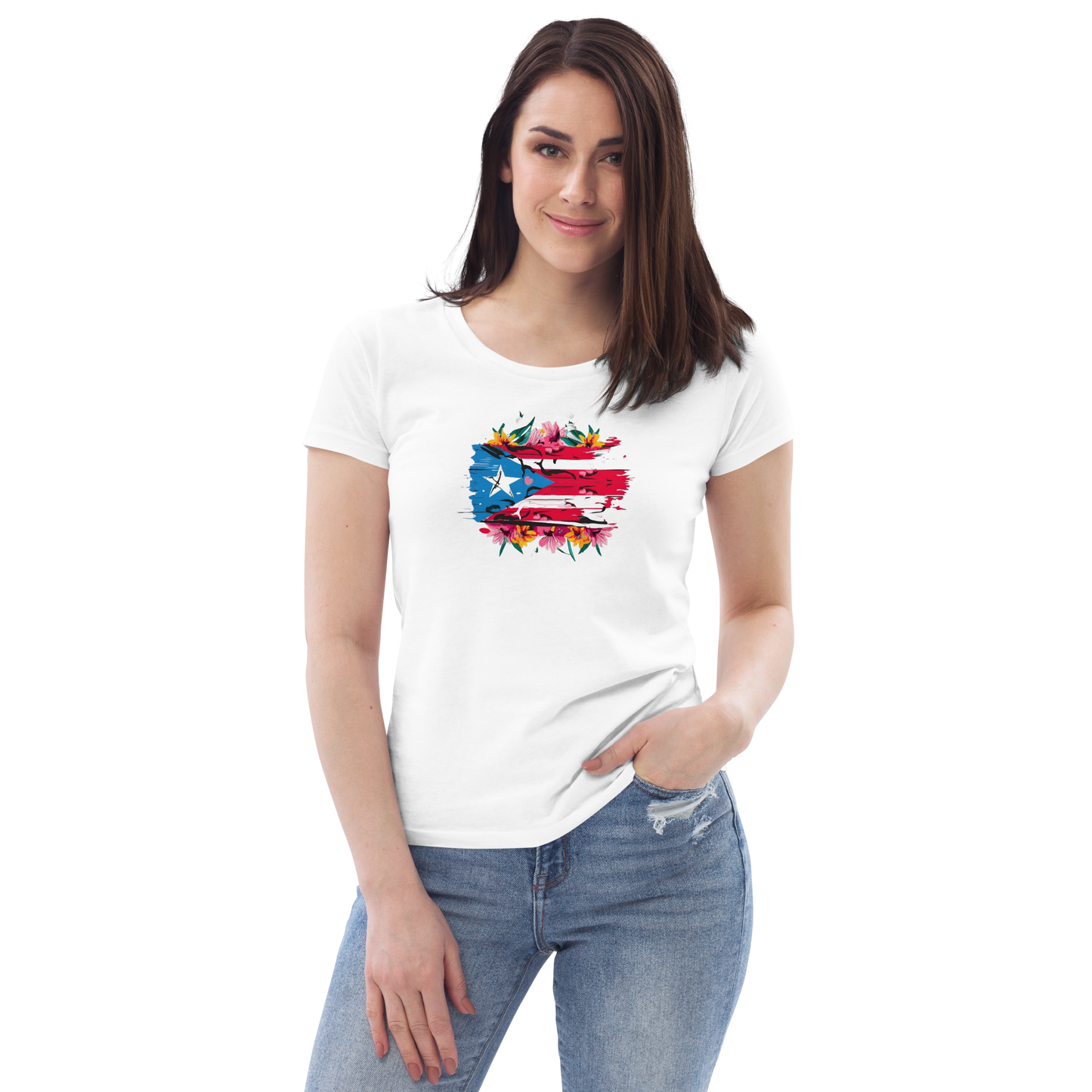 Women's PR Flowers fitted tee